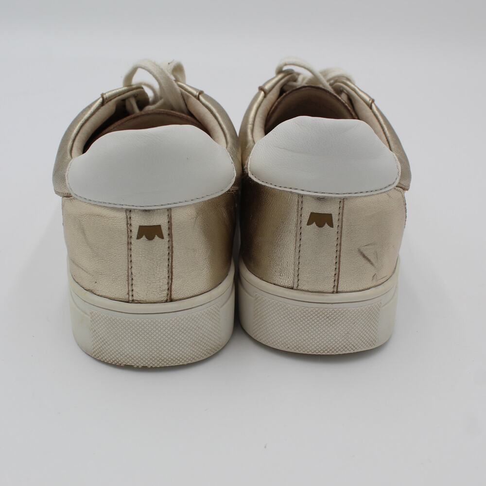 Birdies Sneakers Womens 7.5 Gold Metallic Leather Lace Up Low Top Casual Shoes - Picture 4 of 8